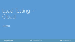 VSANYWHERE.COM @VS_ANYWHERE
Load Testing +
Cloud
DEMO
 