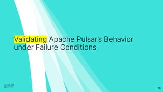 16
Validating Apache Pulsar’s Behavior
under Failure Conditions
 