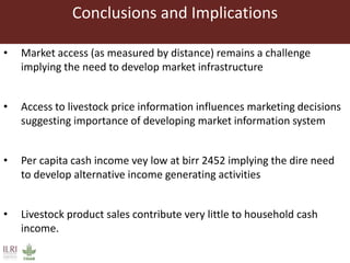 Livestock ownership, market participation and household cash income