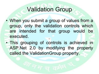 Validationgroup validation-controls.pdf ioue8n uoh souu o3i | PDF
