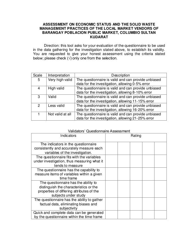 thesis questionnaire validation