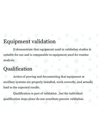 Validation and calibration of analytical equipment | PDF