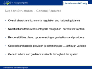 Support Structures - The Scottish Example
Competence-based recognition
Recognizing skills
Practical Support includes:
SCQF...