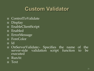 Validation controls in asp | PPTX