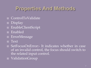 Validationgroup Validation controls in asp | PPTX