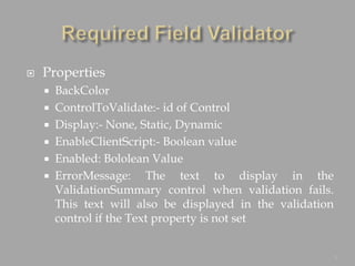 Validation controls in asp | PPTX