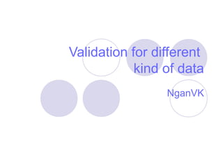 Validation for different
kind of data
NganVK

 