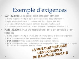 Description
d’un cas de test
• Titre du test
• Exigence vérifiée
• Etapes du test :
• Moyens nécessaires aux tests
o Compte utilisateur/mot de passe,
o données en base
o Systèmes externes,
o Bouchons ou simulateur
o Machines, réseaux/proxy
# Description Attendu
1
2
3
Au moins un cas de test par exigence
Cas nominal (normal)
Cas particuliers
10
cc-by-sa Jean-Paul Carmona
 