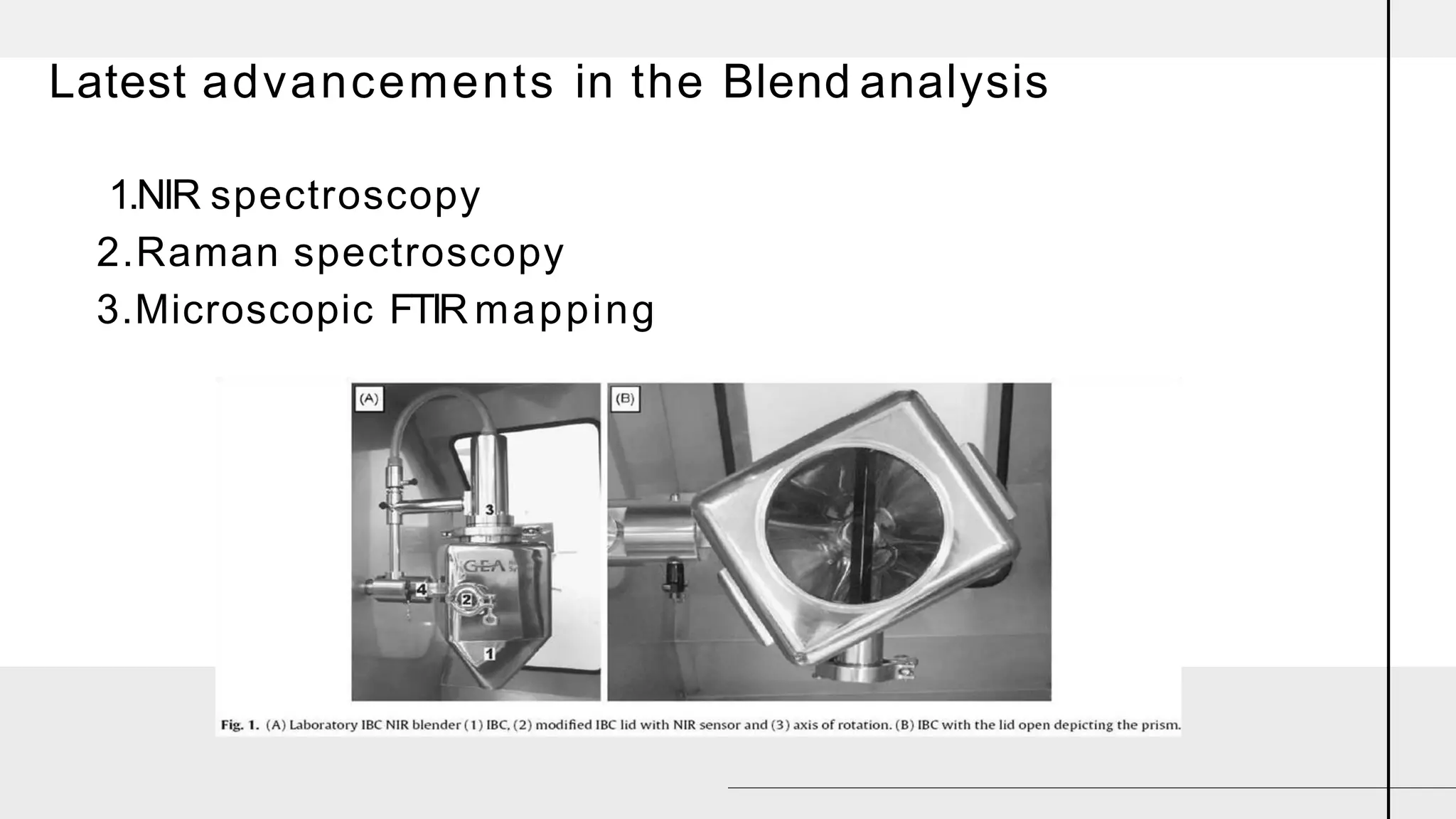 Latest advancements in the Blend analysis
1.NIR spectroscopy
2.Raman spectroscopy
3.Microscopic FTIR mapping
 