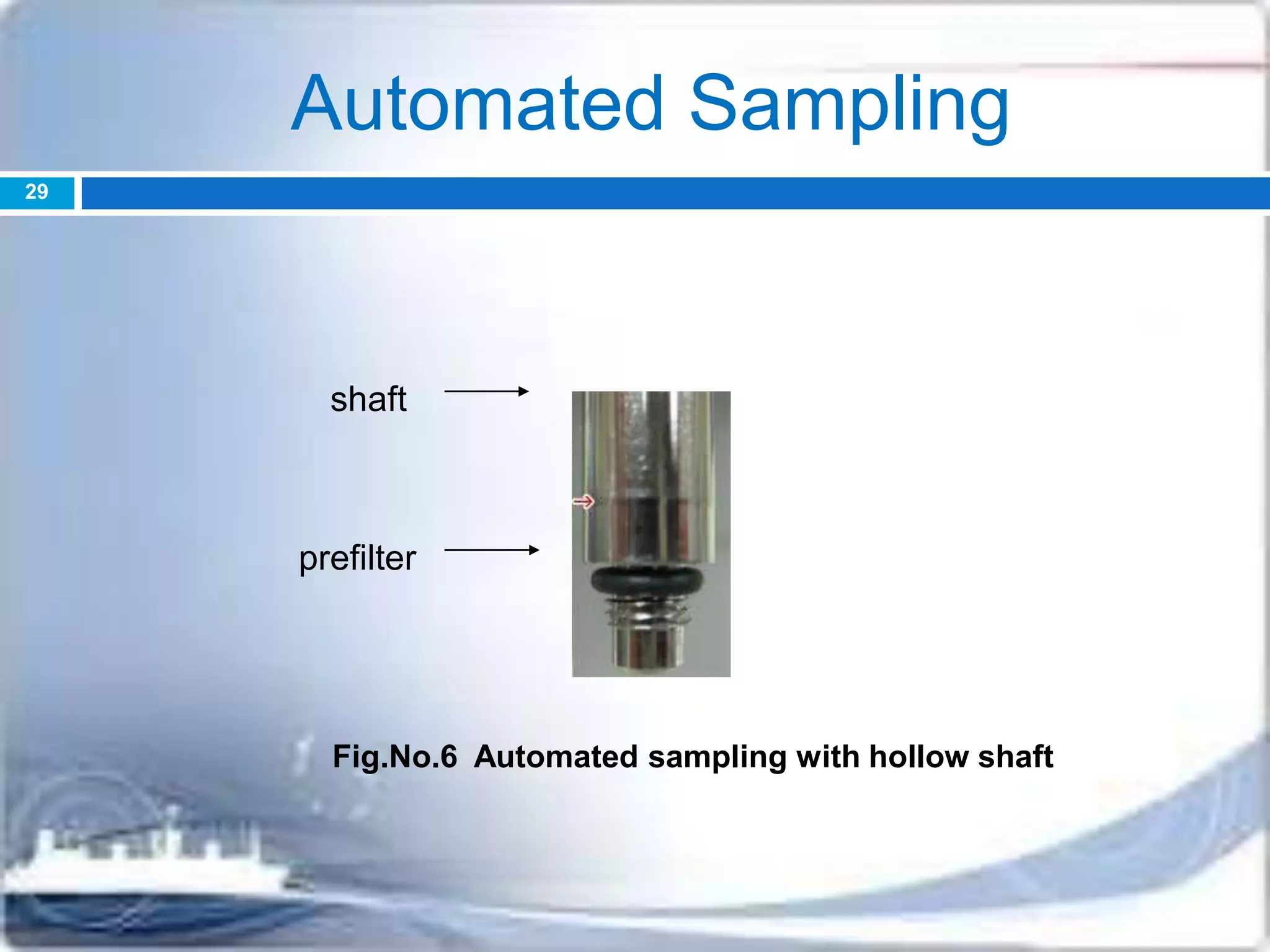 Automated Sampling
shaft
prefilter
Fig.No.6 Automated sampling with hollow shaft
29
 