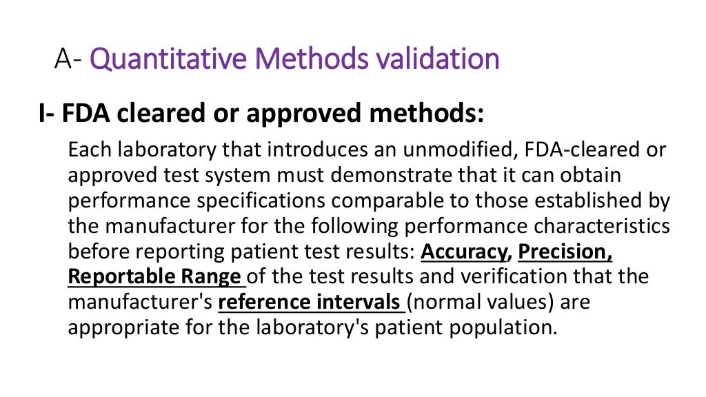 Validation of lab instruments and quantitative test methods