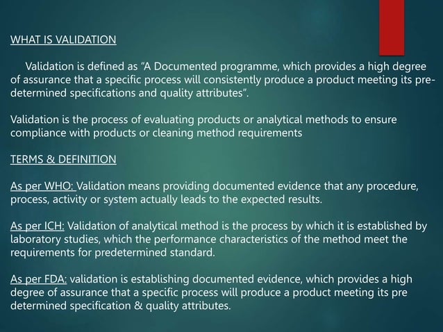 Pharmaceutical validation , Types of validation | PPTX | Pharmaceutical ...