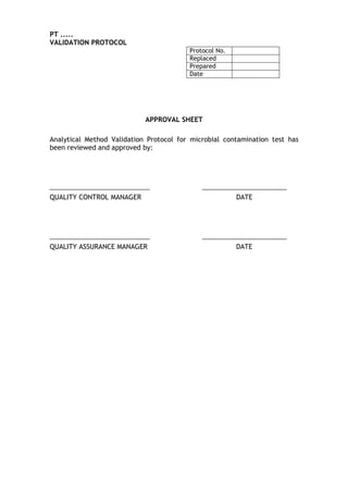 Contoh protokol validasi metode analisis mikrobiologi #2 DOCX
