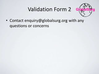 REDCap Guide for GlobalSurg 2 Validation Study