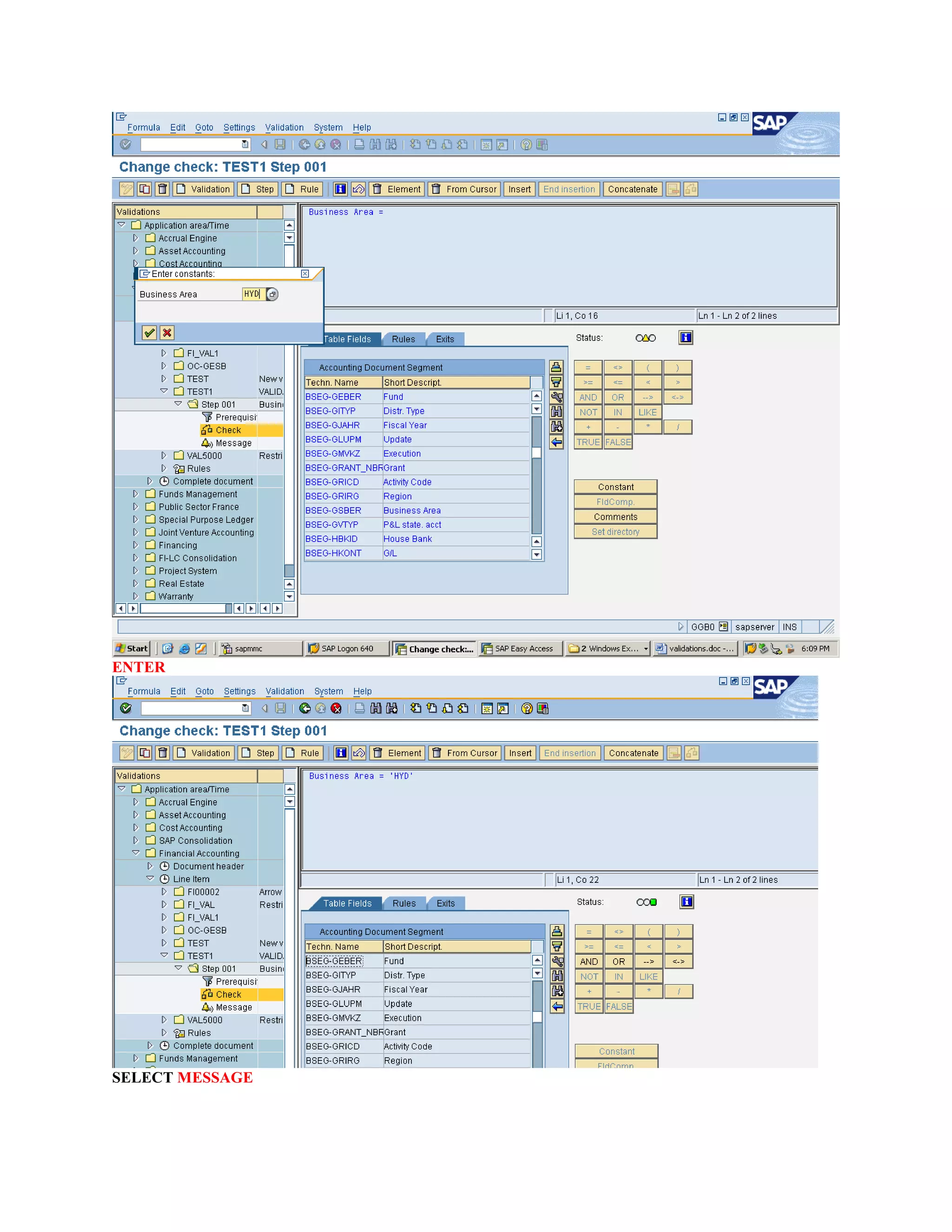 ENTER
SELECT MESSAGE
 