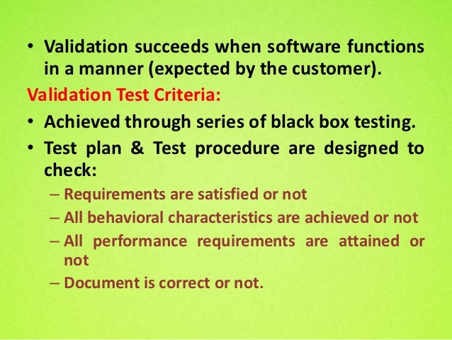 Validation testing