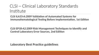 Clsi Lab Label Comprehensive Validation, Verification, and Qualification Plans for ...