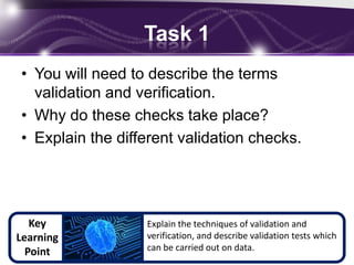 Validation, verification, output and backup | PPT