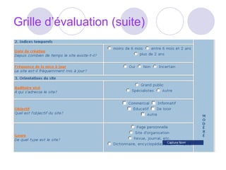Grille d’évaluation (suite) 