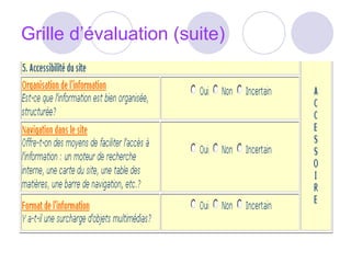 Grille d’évaluation (suite) 