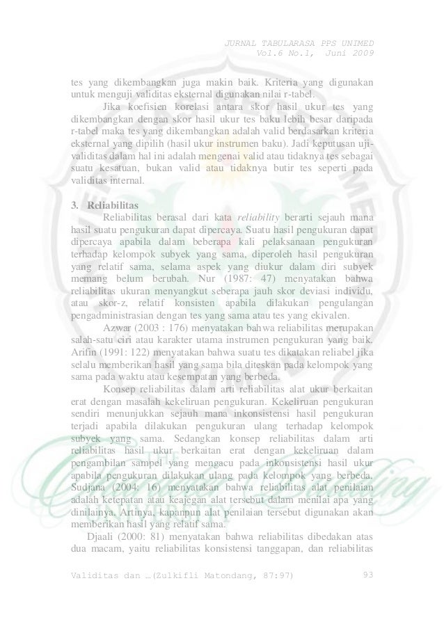Validitas Dan Reliabilitas Suatu Instrumen Penelitian