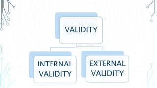 VALIDITY
INTERNAL
VALIDITY
EXTERNAL
VALIDITY
 