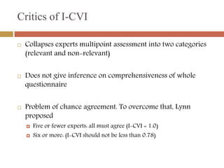 Validity and reliability of questionnaires | PPTX
