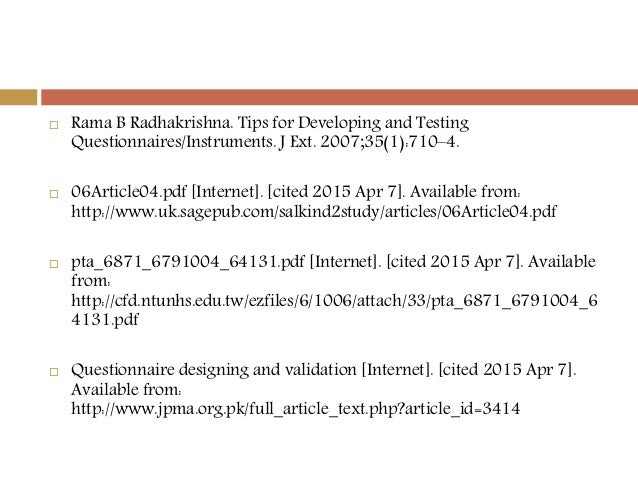 Validity And Reliability Of Questionnaires - 51