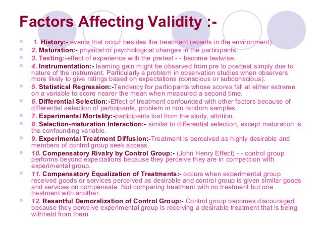 Factors affecting reliability and validity