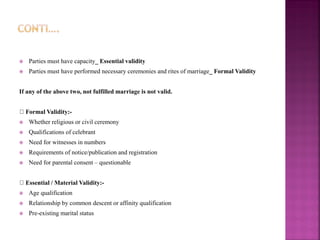 Validity of marriage  formal validity