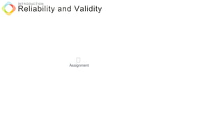 Reliability and Validity
INTRODUCTION
Assignment
 