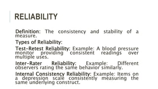 VALIDITY, RELIABILITY AND INTERnal validity.pptx