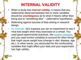 Internal Validity Three Components Validity, reliability & Internal validity in Researches | PPT