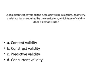Validity Example Math Test Questions Validity_Reliability_Quiz.researchtopicpptx | PPTX