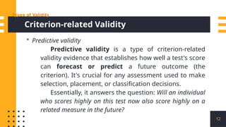 VALIDITY TEST - Prioritizing validity and reliability, assessments ...