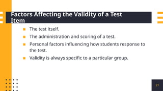 VALIDITY TEST - Prioritizing validity and reliability, assessments ...