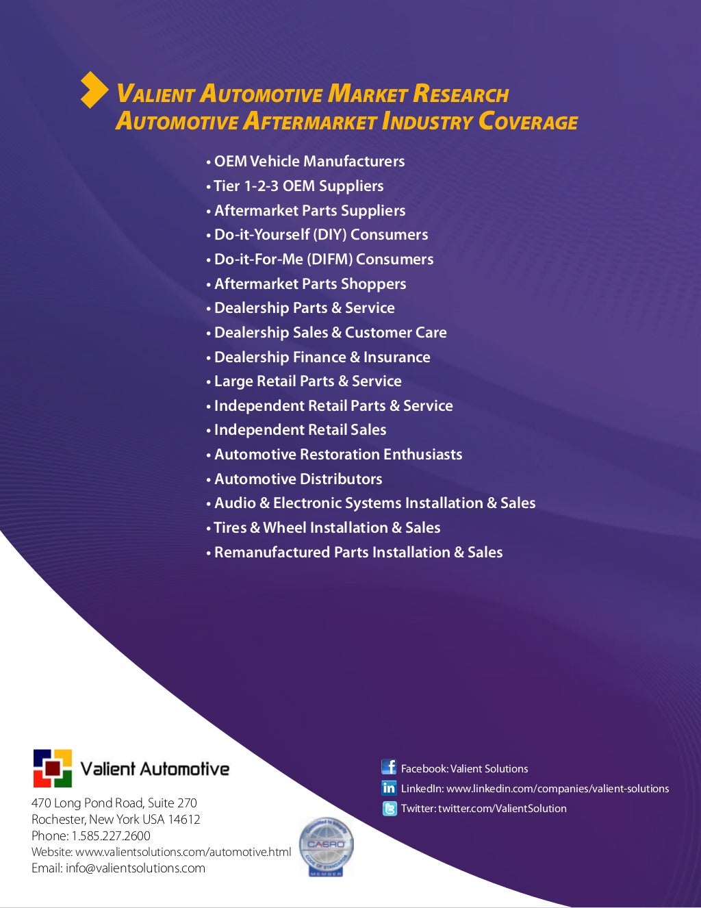 Valient Automotive Aftermarket Market Research Brochure