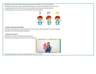 - Se pregunta ¿Cuál de estas manitos creen que representa la cantidad de uno? Los niños responden.
- Comentamos con los niños que hoy queremos saber cuánto es uno, poder representarlo y escribir su número.
- Se pregunta ¿Qué queremos saber? ¿Para qué? ¿Cómo podríamos representar la cantidad del uno?
- Los niños expresan a su manera lo que han comprendido acerca del problema.
Búsqueda y Ejecución de Estrategias:
- Se pregunta ¿Qué podemos hacer para saber cuánto es uno y cómo se escribe el número 1? Los niños responden.
- Se propone a los niños realizar algunas actividades.
Conocemos el número 1:
- Presentamos en la pizarra en papelote grande al número 1.
- Se pregunta ¿A qué se parece el número 1? Los niños responden.
- Los niños se aproximan por la pizarra y repasan el número uno con un carrito.
 