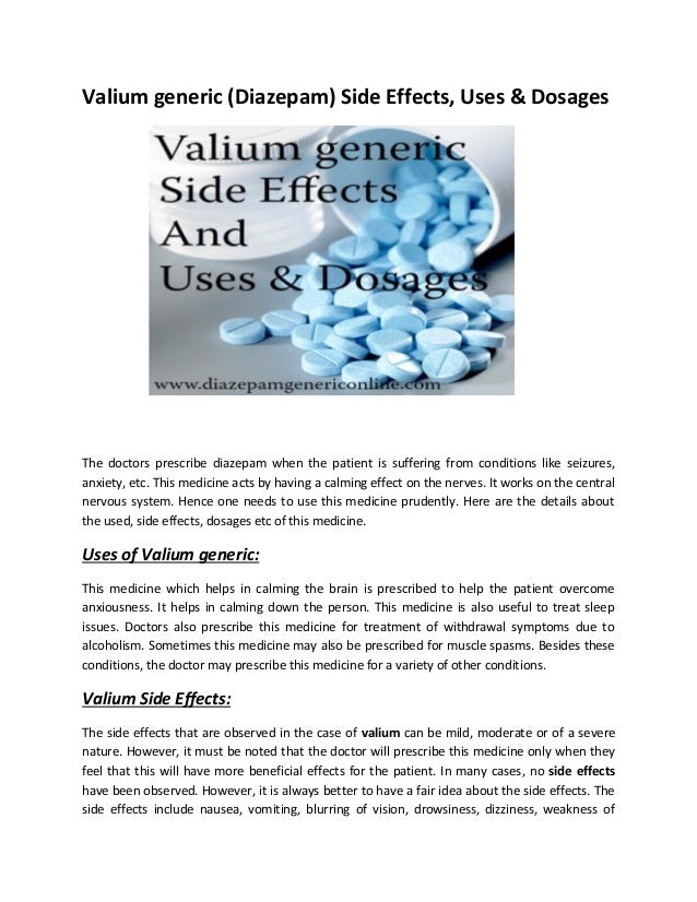 Valium Uses And Side Effects