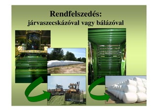 Rendfelszedés:
járvaszecskázóval vagy bálázóval
 