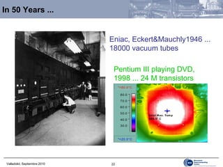 In 50 Years ... Eniac ,  Eckert&Mauchly1946  ...  18000 vacuum tubes Pentium III playing DVD,  1998 ... 24 M transistors 