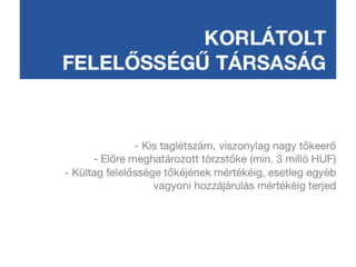 Vállalkozási Formák