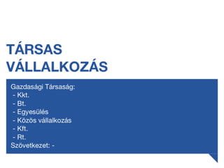 Vállalkozási Formák