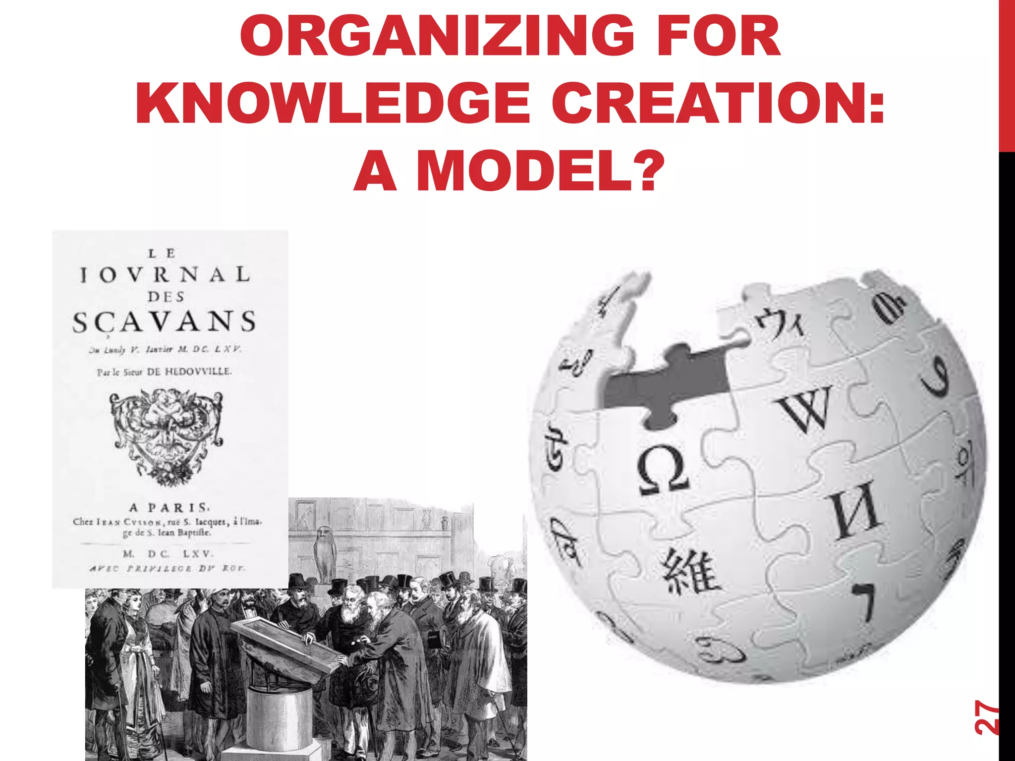 27
ORGANIZING FOR
KNOWLEDGE CREATION:
A MODEL?
 