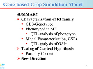 Advances in gene-based crop modeling