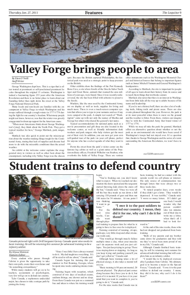 Valley Forge National Park Newspaper Article