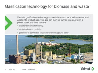 Gasification technology for biomass and waste
13 June, 2017 © Valmet | Circular economy27
Valmet’s gasification technology...