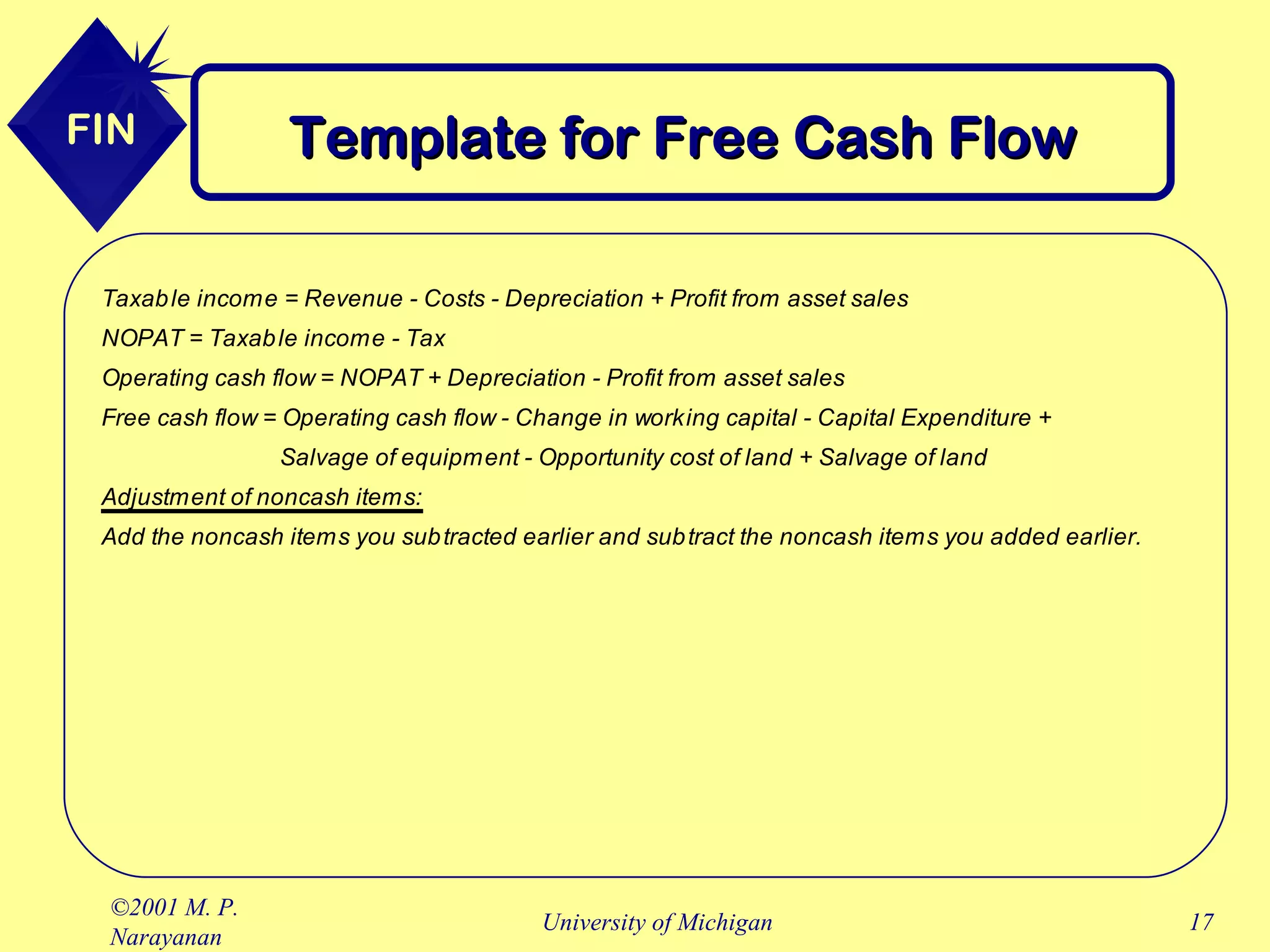 Template for Free Cash Flow 