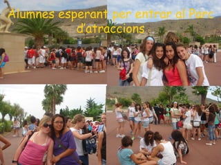 Alumnes esperant per entrar al Parc d’atraccions 