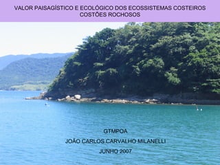 VALOR PAISAGÍSTICO E ECOLÓGICO DOS ECOSSISTEMAS COSTEIROS
                     COSTÕES ROCHOSOS




                          GTMPOA
               JOÃO CARLOS CARVALHO MILANELLI
                         JUNHO 2007